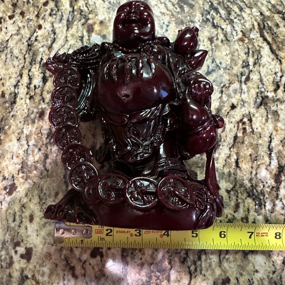 Vintage Ornate Intricate Buddha Laughing Statue 9” Red Figure Statue 4.2 Lbs. - Picture 12 of 16